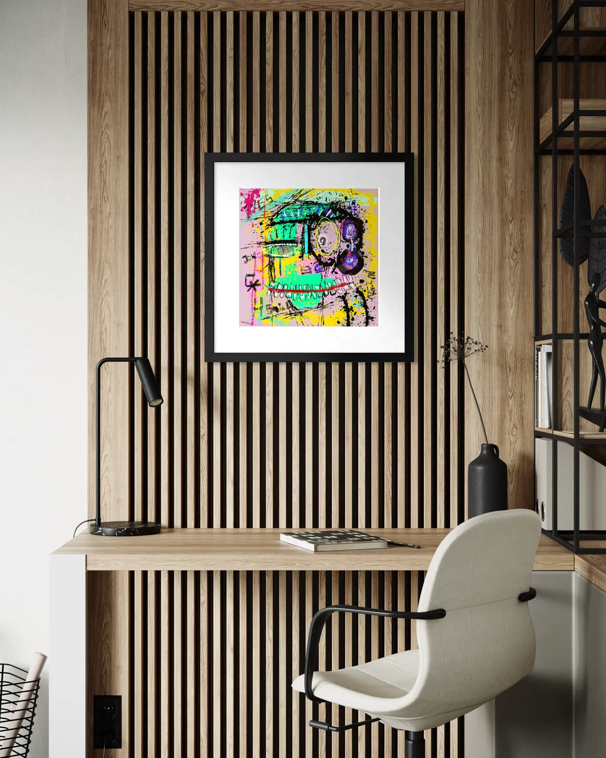 Print Eyes encadré dans un intérieur contemporain – Tom Colaux