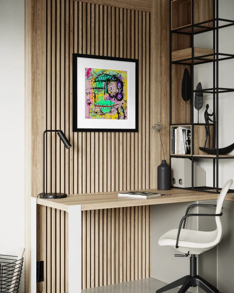 Print Eyes encadré dans un espace de travail – Tom Colaux